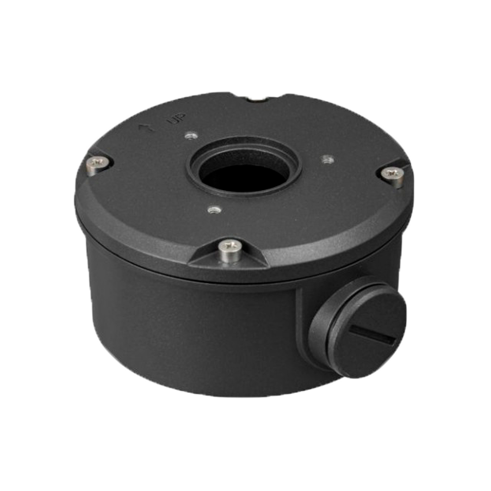 UNIVIEW UV-TR-JB05-B-IN-BLACK - Caja de conexiones - Para cámaras bullet - Apto para uso exterior - Instalación en techo o pared - Color Negro | 55 mm (Al) x 98 mm (diámetro base) - Pasador de cables
