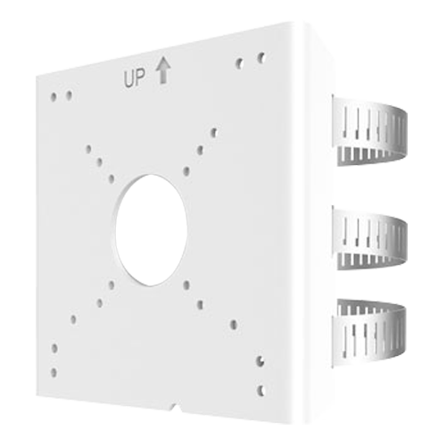 UNIVIEW UV-TR-UP06-C-IN - Soporte para mástiles - Para cámaras bullet - Apto para uso exterior - Rango diámetro 67~127 mm - Color blanco | 127(Al) x 136 (An) x 62.5 (Fo) mm - Pasador de cables - imagen 1