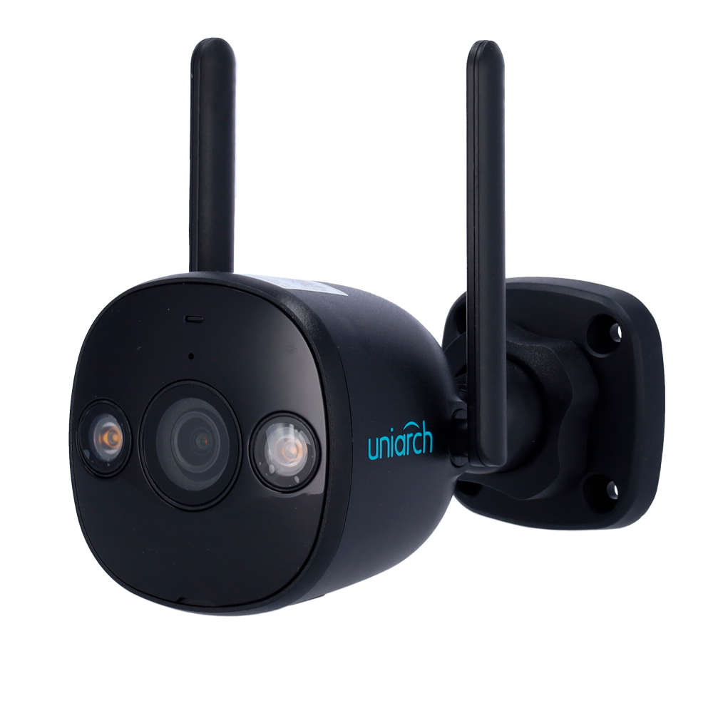 UNIARCH UV-UHO-B2D-M5F3D-BLACK - Cámara IP WiFi Uniarch Panda serie B - 5MP | Lente 2.8 mm | MicroSD 512GB - IR 20 m | Luz blanca 10 m - Detección de humano y vehículo - Wi-Fi 2.4G | UMD | IP67 - Mic | Speaker | Negro - imagen 1