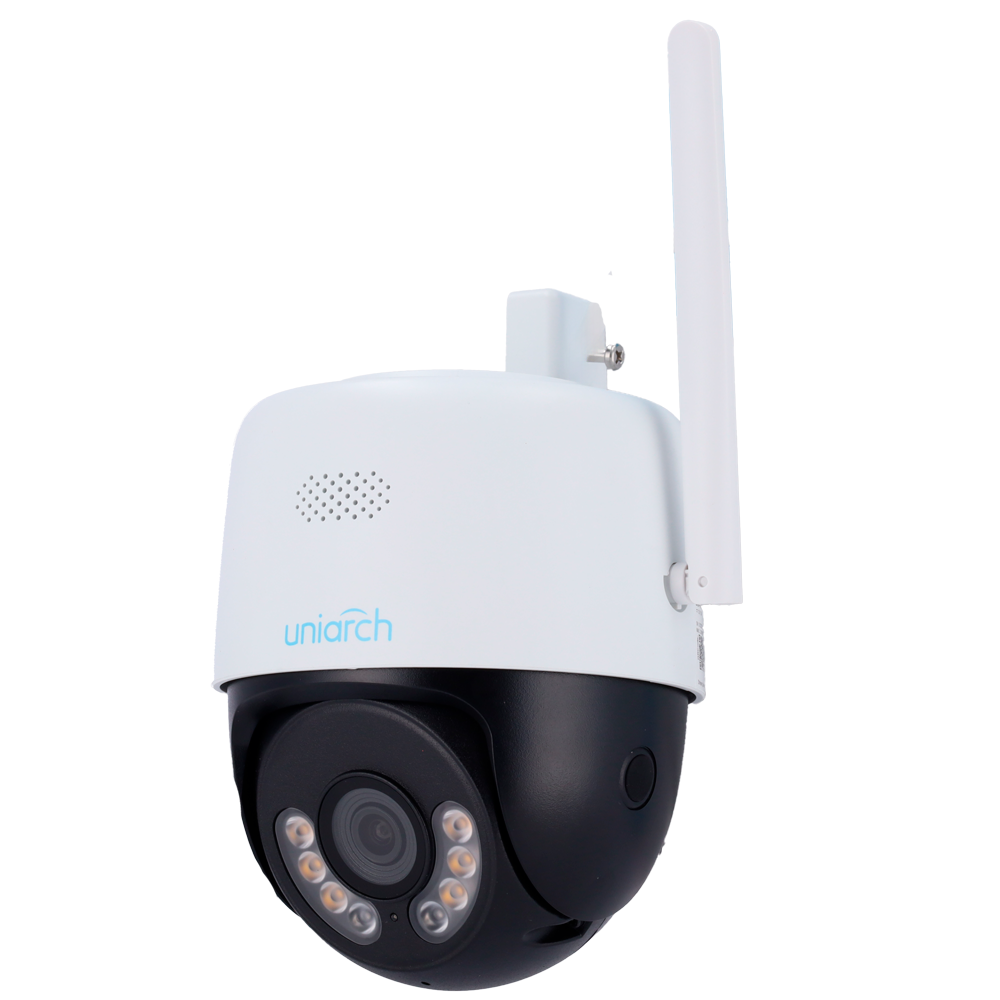 UNIARCH UV-UHO-P1H-M3F4D - Cámara IP PTl WiFi Uniarch - 3 MP | Lente 4.0 mm | microSD 512 GB - IR 30 m | Luz blanca 10 m | DWDR - Autotracking | 20 Presets - IP67 | Wi-Fi - Mic | Altavoz | Botón de reset - imagen 1