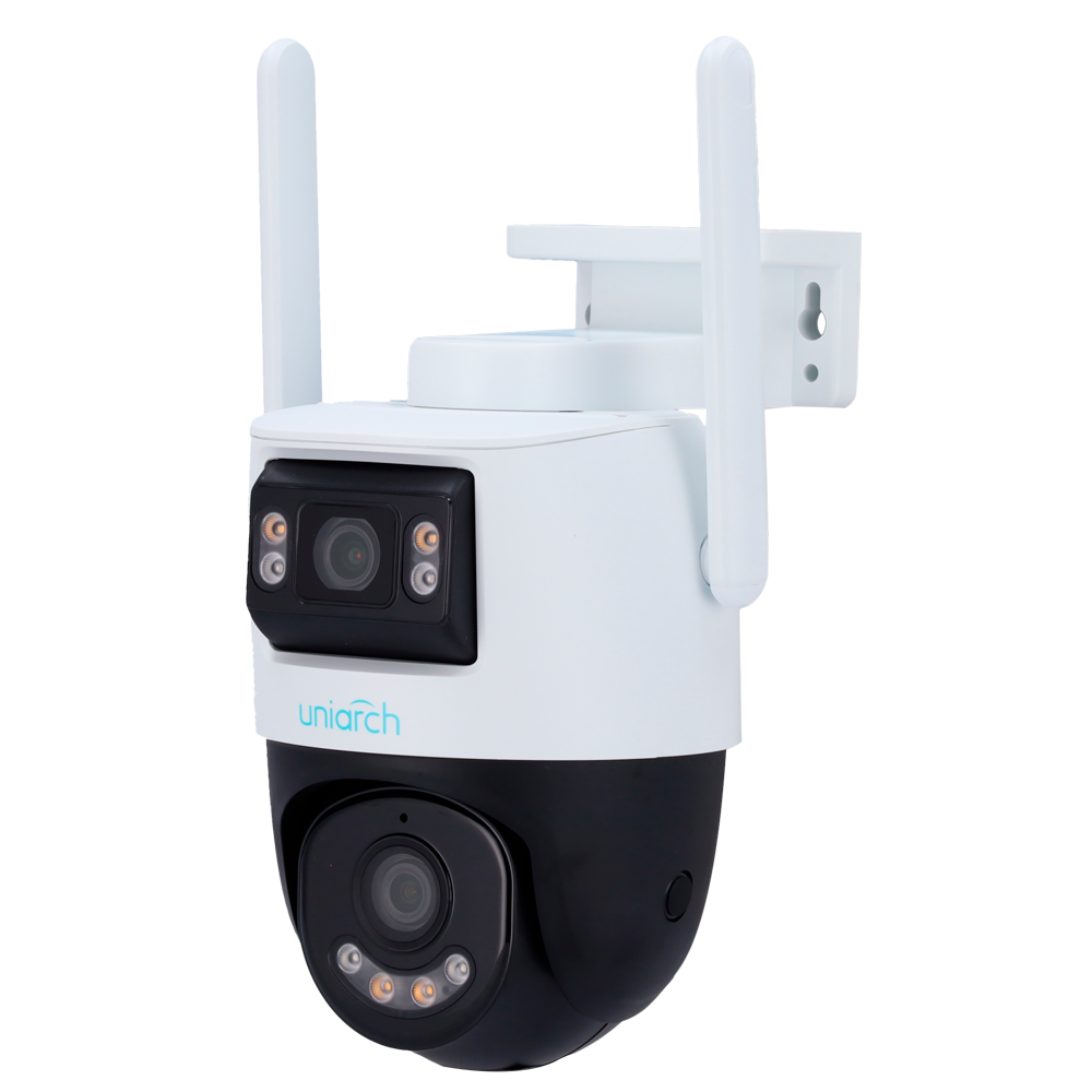 UNIARCH UV-UHO-P2S-M55F34 - Cámara IP WiFi Uniarch | 5MP - Doble lente 2.8 mm panorámica y 4 mm PTZ - IR 30m | Luz blanca 30 m | DWDR | MicroSD 512GB - UMD | Alarma antisabotaje | Detección de audio - WiFi | Mic | Altavoz | IP66 - - imagen 1
