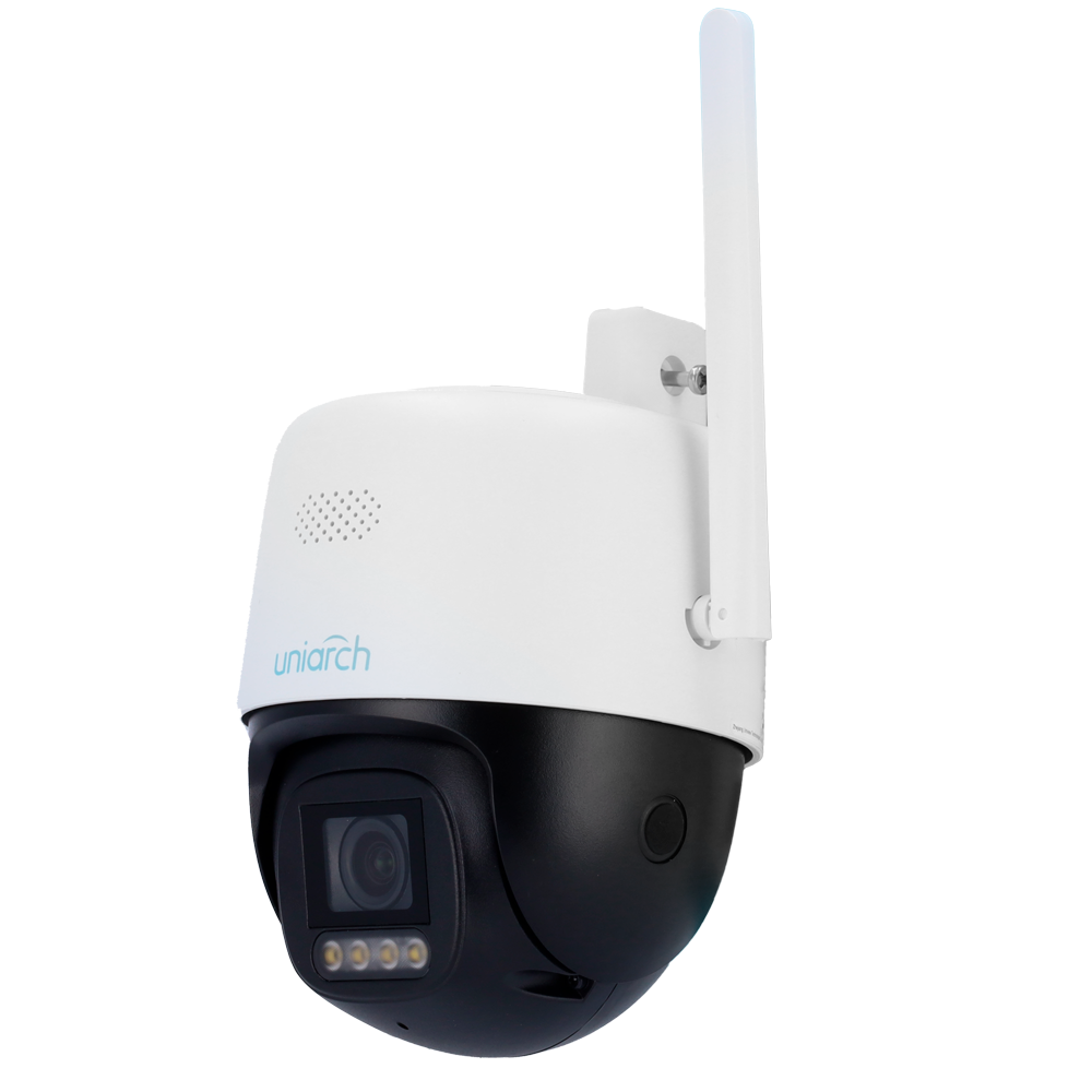 UNIARCH UV-UHO-P3C-M5F4 - Cámara IP PT WiFi | Uniarch - 5 MP | Lente 4 mm | microSD 512 GB - Luz blanca 30 m - Color Hunter con tecnología Wise-ISP - Disuasión activa | UMD | IP66 - Botón de reset | Micrófono y altavoz incorporado - imagen 1