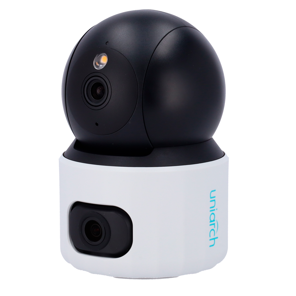 UNIARCH UV-UHO-S3S-M33F36D - Cámara IP WiFi Uniarch Panda serie S - 3 MP | 2.8 mm + 6 mm | microSD 512 GB - IR 10 m | Luz blanca 10 m - Cámara panorámica + Cámara PT - UMD | Detección de llanto y mascotas - Audio bidireccional: Micrófono y altavoz - imagen 1