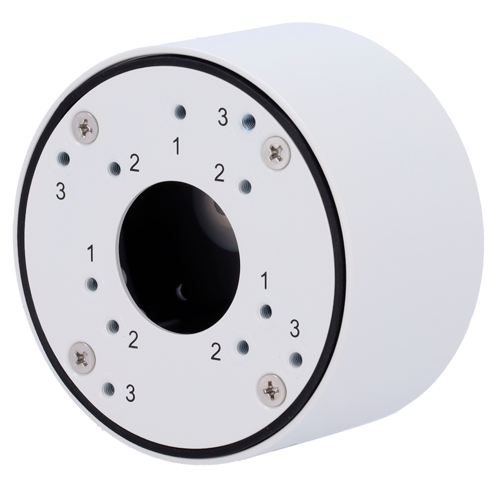 VCA TECHNOLOGY VCA-BJC07 - Caja de conexiones - Para cámaras bullet - Apto para uso exterior - Instalación en techo o pared - Color blanco (RAL9003) - Pasador de cables - imagen 1
