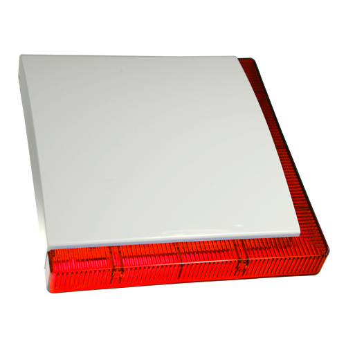 MARCA BLANCA VEGA-PLUS-R - Sirena para exterior cableada - Certificado de grado 3 - Presión sonora máxima 112 dBA - Flash de 2 barras de LEDs señalización - Luz roja y frontal personalizable - Batería de respaldo incluida - imagen 1