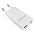 VEGER VG-30W1A1C - VEGER - Cargador USB QC3.0 / PD3.0 - Potencia 30W - Carga 2 dispositivos a la vez - Salidas USB-A, USB-C - Color blanco - imagen 1