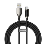 VEGER VG-AC1-XHJ - Veger - Cable USB 2.0 para cualquier dispositivo - USB-A a USB-C - Conector de aleación de Zinc con display digital - Carga rápida PD 66W | 480Mbps - Longitud 1.2m | Color negro - imagen 1