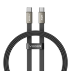 VEGER VG-CC06-MTB - Veger - Cable USB 2.0 para cualquier dispositivo - USB-C a USB-C - Cubierta de metal, Nylon trenzado con ABS - Carga rápida PD 60W | 480Mbps - Longitud 1.2m | Color negro - imagen 1
