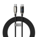 VEGER VG-CC1-XHJ - Veger - Cable USB 2.0 para cualquier dispositivo - USB-C a USB-C - Conector de aleación de Zinc con display digital - Carga rápida PD 100W | 480Mbps - Longitud 1.5m | Color negro - imagen 1
