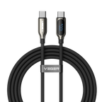 VEGER VG-CC1-XHJ - Veger - Cable USB 2.0 para cualquier dispositivo - USB-C a USB-C - Conector de aleación de Zinc con display digital - Carga rápida PD 100W | 480Mbps - Longitud 1.5m | Color negro - imagen 1