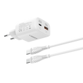 VEGER VG-TR101-45W1A1C - VEGER - Cargador de pared - Carga rápida 45W | Con tecnología GaN - Salidas USB-C, USB-A - Cable USB-C a USB-C 1.2m incluido - Color blanco - imagen 1