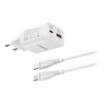 VEGER VG-TR101-kit-45W1A1C - VEGER - Cargador de pared con cable incluido - Potencia 45W | Con tecnología GaN - Carga rápida - Salidas USB-C, USB-A, Cable USB-C - Color blanco - imagen 1