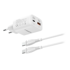 VEGER VG-TR101-kit-45W1A1C - VEGER - Cargador de pared con cable incluido - Potencia 45W | Con tecnología GaN - Carga rápida - Salidas USB-C, USB-A, Cable USB-C - Color blanco - imagen 1