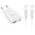 VEGER VG-TR120-Kit-30W1A1C - VEGER - Cargador de pared - Carga rápida 30W | Con tecnología GaN - Salidas USB-C, USB-A - Cable USB-C a USB-C 1.2m incluido - Color blanco