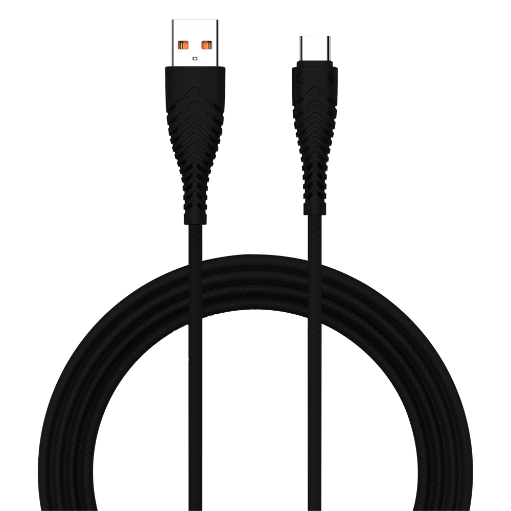 VEGER VG-V104 - Veger - Cable USB2.0 - USB-A a USB-C - Cubierta de plástico, Nylon trenzado - Longitud 1.2m - Color negro - imagen 1