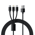 VEGER VG-V303 - Veger - Cable USB 3 en 1 - USB-A a USB-C, Lightning y Micro-USB - Cubierta de metal, Nylon trenzado - Longitud 1.5m - Color negro - imagen 1