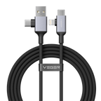 VEGER VG-V313 - Veger - Cable USB 2.0 4 en 1 - USB-A / USB-C a USB-C / Lightning - Conector de aleación de aluminio - Carga rápida PD 60W | 480Mbps - Longitud 1.2m | Color negro - imagen 1