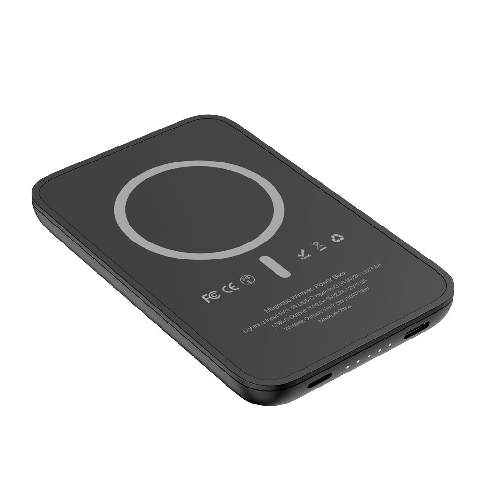 VEGER VG-W0553P - VEGER Power bank magnética inalámbrica - Capacidad 5000mAh - Entradas USB-C, Lightning - Salidas USB-C, Inalámbrica - Carga 2 dispositivos | Soporte plegable - Carga rápida PD20W / Inalámbrica QI - imagen 1