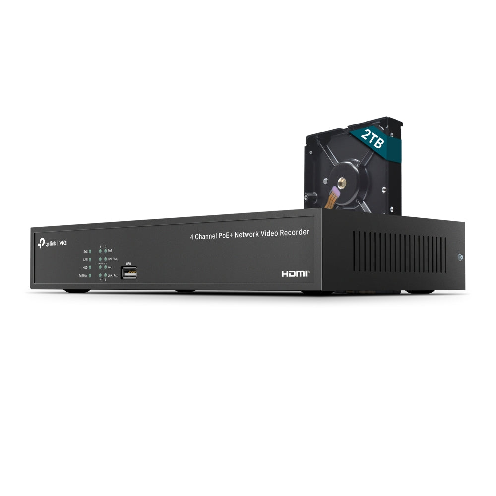 Imagen de TP-Link NVR PoE+ VIGI NVR1004H-4P-2TB 4 Canales 2TB H.265+ 80 Mbps
