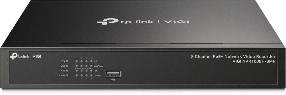 TP-Link Grabador de Video en Red VIGI NVR1008H-8MP 8 Canales PoE+ Resolución 8MP