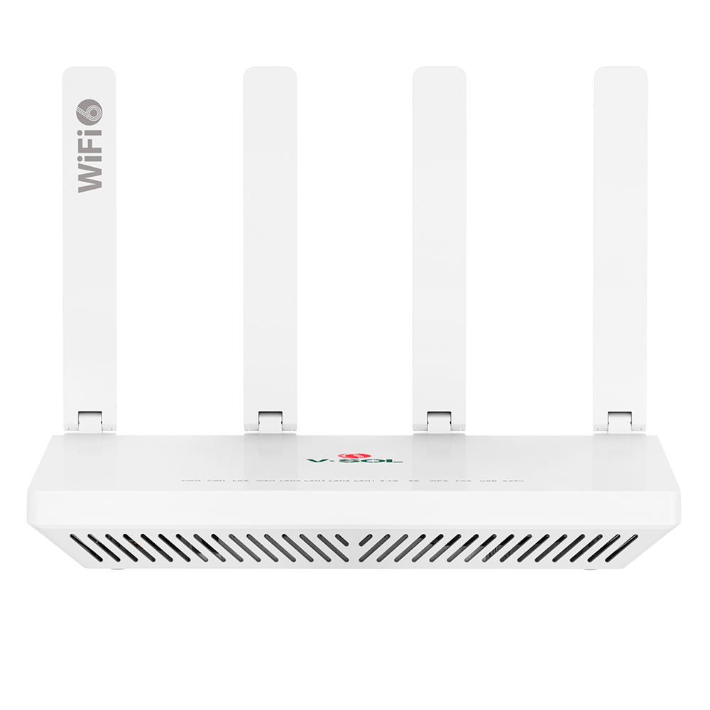 VSOL-HG3232AX30T-A - V-SOL Router ONT Wi-Fi 6 - 1X PON 4x LAN RJ45 GE 1x RJ11 1x CATV 1x USB3.0 - 802.11ax 3x3 doble banda 2.4 y 5GHz - Ideal para FTTH doméstico y empresarial