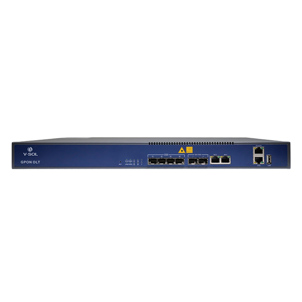 VSOL-V1600G0-B - V-SOL 4 Puertos Pon Gpon OLT - 2 Puertos RJ45 10/100/1000 Mbps + Puerto SFP+ 1/10Gigabit - Hasta 128 ONT por equipo - Distancia de transmisión hasta 20 km - Enrutamiento Capa 3 ( NAT,DMZ,ACL,PPPOE,DHCP ) - Switching Capa 2 ( VLANs, MULTIC - imagen 1
