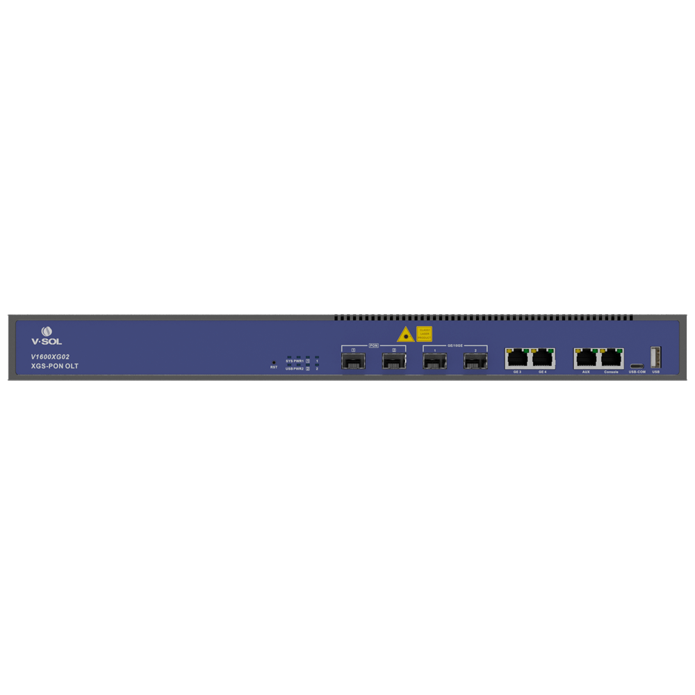 VSOL-V1600XG02 - V-SOL 2 GPON XG-PON/XGS-PON OLT - Puertos RJ45 10/100/1000 Mbps + Puerto SFP+ 1/10Gigabit - Hasta 256 ONT por equipo - Distancia de transmisión hasta 20 km - Enrutamiento Capa 3 ( NAT,DMZ,ACL,PPPOE,DHCP ) - Switching Capa 2 ( VLANs, MULTI - imagen 1