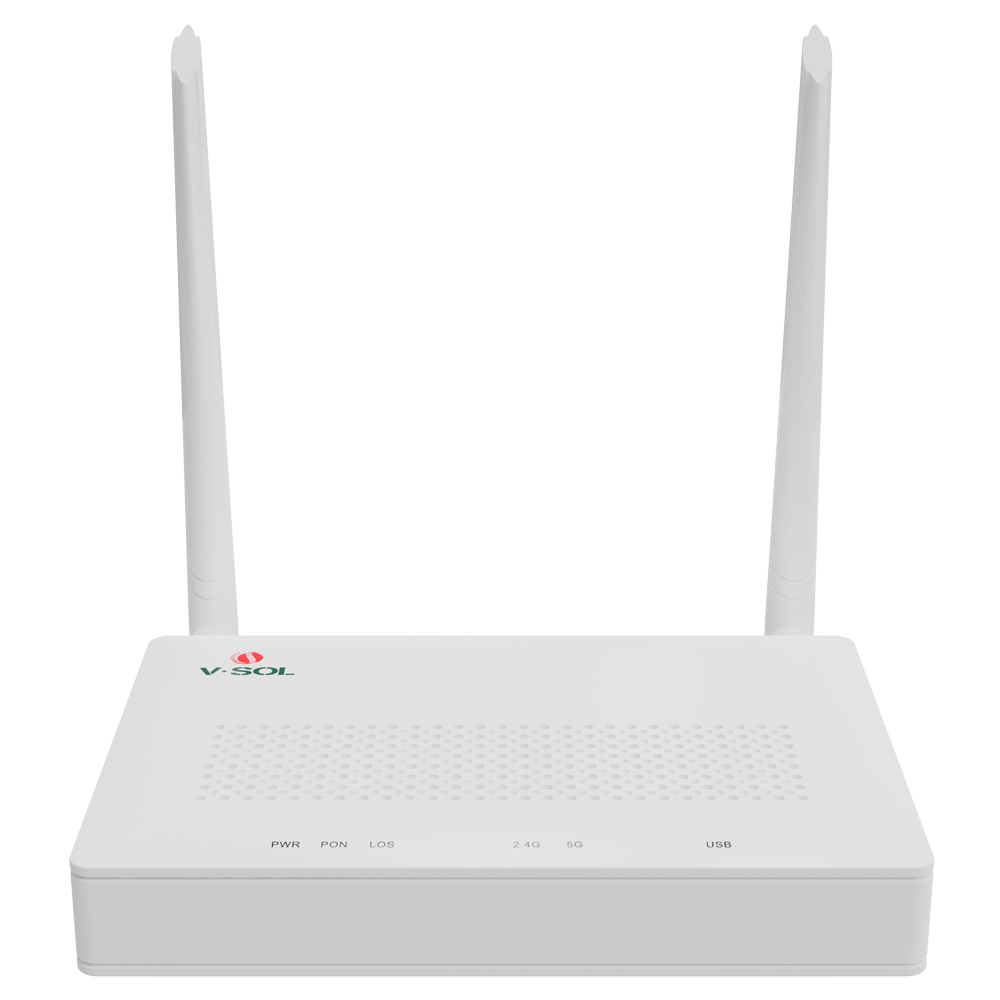 VSOL-V2804AC-A - V-SOL Router ONT Wi-Fi 5 AC1200 - 1X PON 4x LAN RJ45 10/100/1000Mbps 1x USB3.0 - 802.11ac 2x2 doble banda 2.4 y 5GHz - Ideal para FTTH doméstico y empresarial - Diseñado para crear una red Mesh completa - imagen 1