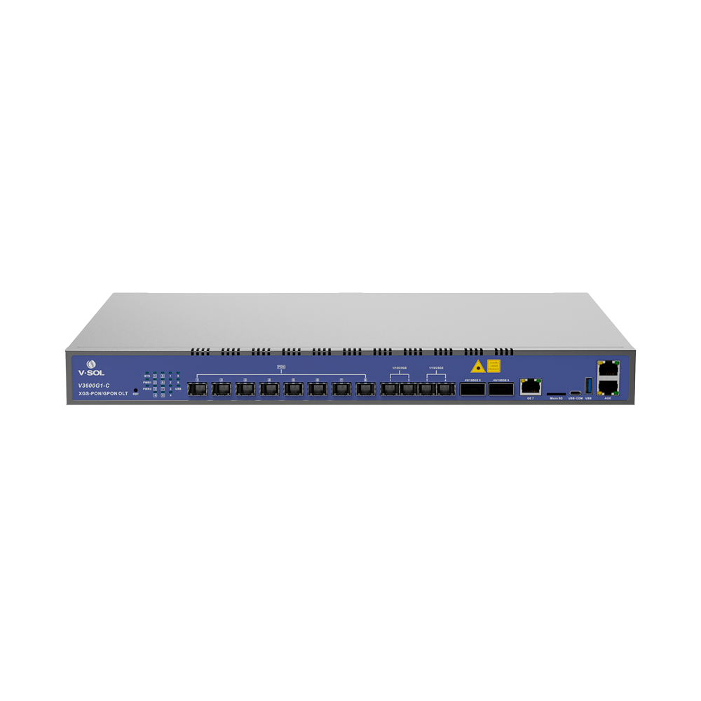 VSOL-V3600G1-C - V-SOL 8x GPON XG-PON/XGS-PON OLT - 1x GE(RJ45) + 4*25GE(SFP28)+2x 100GE(QSFP28) - Hasta 256 ONT por equipo - Distancia de transmisión hasta 20 km - Enrutamiento Capa 3 ( NAT,DMZ,ACL,PPPOE,DHCP ) - Switching Capa 2 ( VLANs, MULTICAST, STP - imagen 1