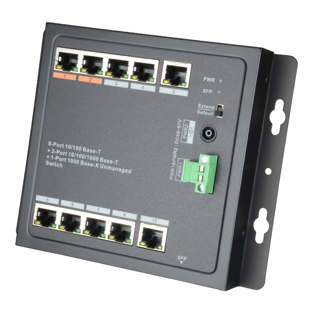 X-SECURITY XS-SW1108HIPOE-96DIN - Switch HiPoE X-Security - 8 puertos PoE + 2 Uplink (RJ45) + 1 Uplink (SFP) - 8x 10/100Mbps + 2x 10/100/1000Mbps + 1 SFP Giga - 2 Puertos Hi-PoE + 6 Puertos PoE+ - Consumo máximo 96 W - Instalación en pared - imagen 1