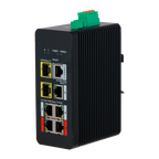X-SECURITY XS-SWI0704HIPOE-MGF-120-DIN - X-Security Industrial L2 Managed Switch - 7 Puertos Totales (4 PoE GE / 1 GE / 2 SFP) - Suministro de ultra potencia PoE++ de hasta 90W - Alta disponibilidad con soporte de anillo ERPS - Tolerancia térmica extrema - imagen 1