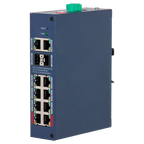 X-SECURITY XS-SWI1208HIPOE-MGF-110-DIN - X-Security Hardened L2 Managed Switch - 12 Puertos Totales (8 PoE / 2 GE / 2 SFP) - Suministro de ultra potencia PoE++ de hasta 90W - Alta disponibilidad con motor PoE Watchdog - Rango térmico de operación de -30°C - imagen 1