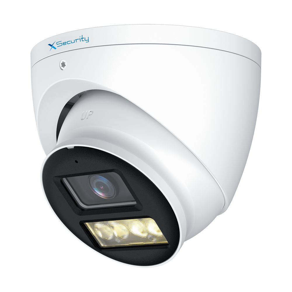 X-SECURITY XS-T744SWA-5P4N1-DL - Cámara Turret X-Security Gama PRO - Salida 4 en 1 - Resolución 5 Mpx (2880x1620) - Lente 2.8 mm | Luz híbrida alcance 40 m - Audio sobre cable Coaxial en HDCVI y HDTVI - Impermeable IP67 | Micrófono integrado