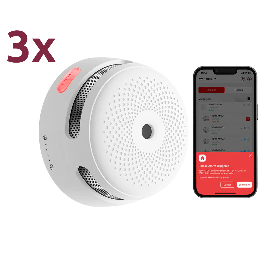 X-SENSE XS01-M-3PACK - Pack de 3 mini detector de humo autónomo X-Sense - Conexión con HUB SBS50 para comunicación por APP - Permite conectar 50 detectores en la misma red - Duración de la batería 5 años (reemplazable) - Alarma sonora 85 dB a 3m - Certifi - imagen 1