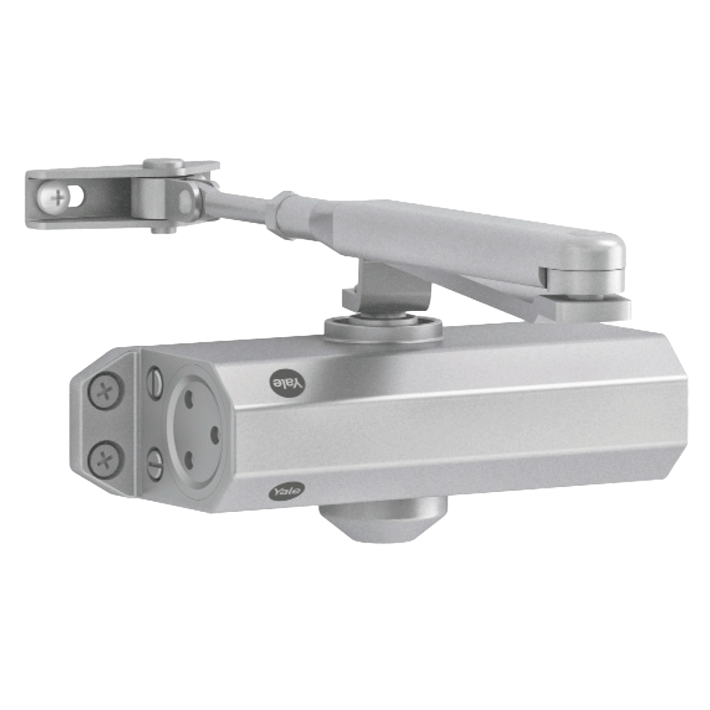 YALE-DOORCLOSER-3500-ST - Cierrapuertas de brazo articulado - Instalación de superficie y reversible - Apertura convencional - Puertas de máximo 80 kg y 1100 mm - Velocidad ajustable - Apto para todo tipo de puertas
