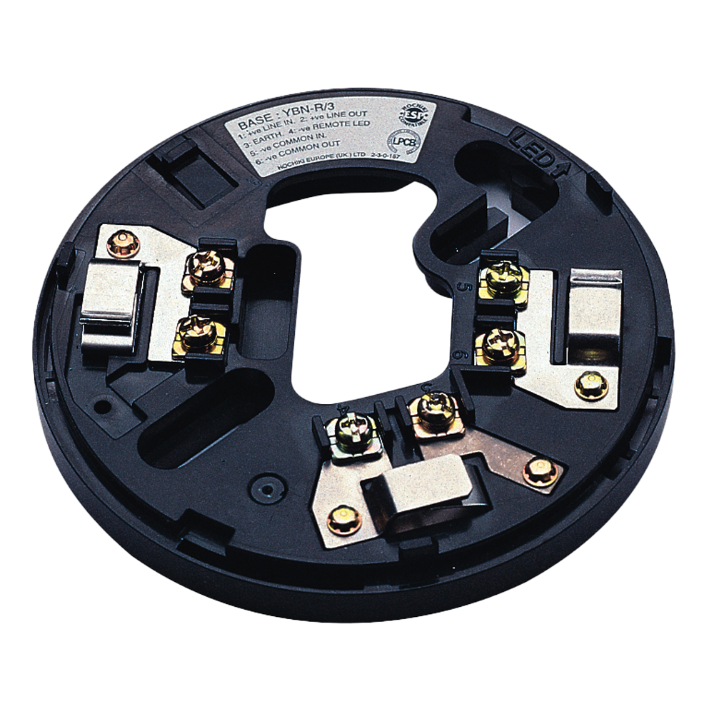 HOCHIKI YBN-R/6(BLK) - Base de montaje convencional - Negro - Contactos de acero inoxidable - Acepta cables de 2,5 mm2 - Contactos de cableado resistentes - Conexión rápida