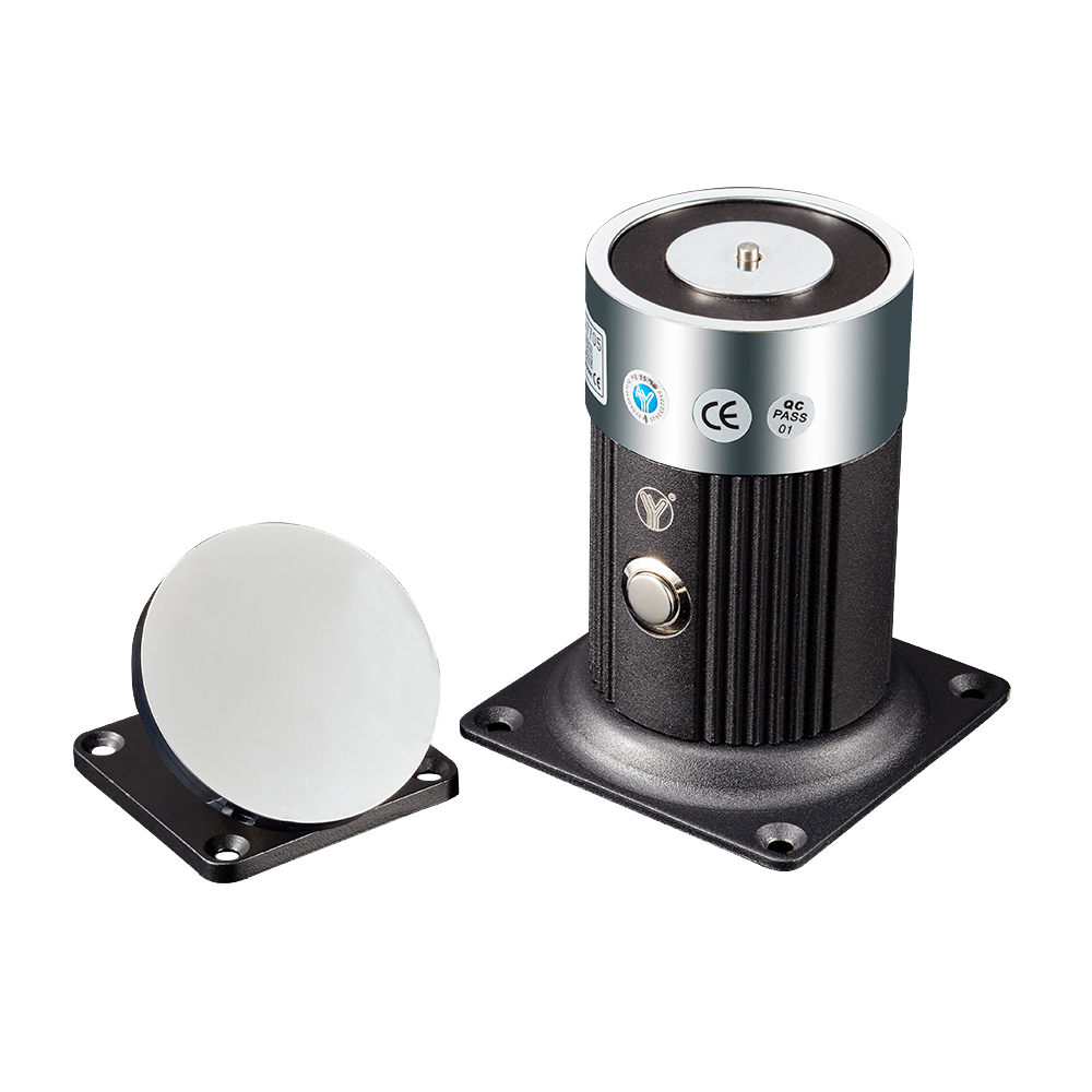 MARCA BLANCA YD-602L - Retenedor electromágnetico - Para puerta sencilla - Fuerza de retención 180 Kg - Botón de accionado manual - Alimentación a 12/24V DC - Montaje en pared o soporte