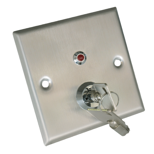 MARCA BLANCA YKS-850LS - Pulsador con llave - Indicador LED - Testado 500.000 usos - NO/NC/COM/TAMP/LED | Empotrado o superficie - Medidas 86 (Al) x 86 (An) x 20 (Fo) mm - Fabricado en acero inoxidable