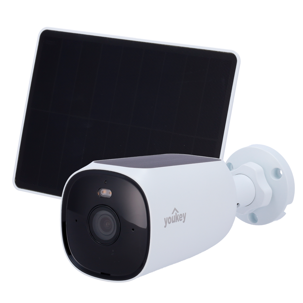 YOUKEY YOK-S420 - Youkey Cámara con Panel Solar - 4 MP | 2.2 mm | IR 10 m - Batería 10000 mAh | Panel 3 W - Detección Cuerpo Humano | Detección Vehículos - Disuasión activa | Luz blanca y Altavoz - Wi-Fi | Mic | Altavoz | microSD | IP67 - imagen 1