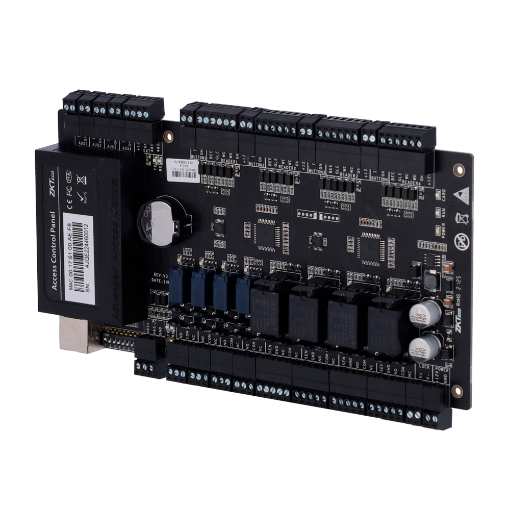 ZKTECO ZK-C3-400PRO - Controladora de acceso - Tarjeta, QR o PIN - Comunicación TCP/IP - 4 lectores por Wiegand - Salida de relé para 4 puertas - Software Accesos: ZKBioCV - imagen 1