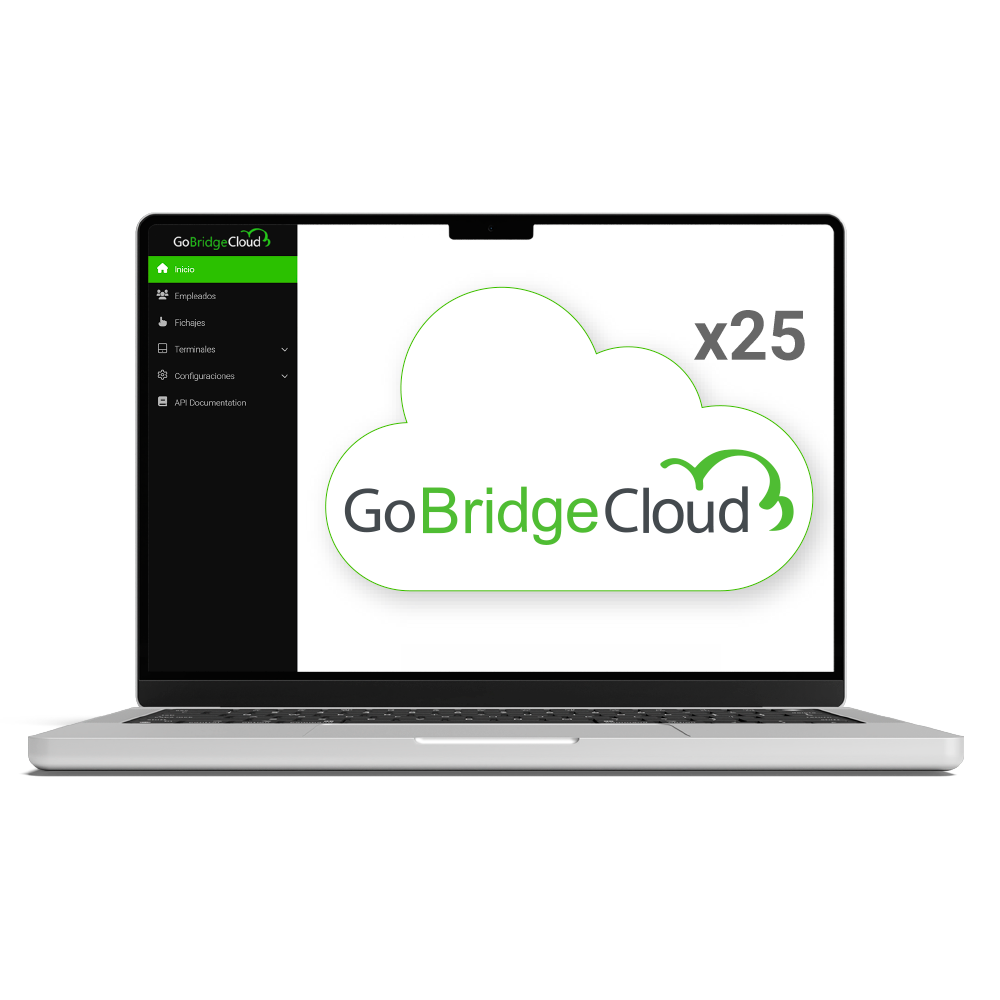 ZKTECO ZK-GOBRIDGECLOUD - Paquete de integración cloud - 25 usuarios / Equipos ilimitados - Para equipos compatibles con GoTimeCloud - Compatible Personio, Woffu, Sesame, Factorial - Pago anual | Precio usuario/año - 10% promocional en bono Visiotech