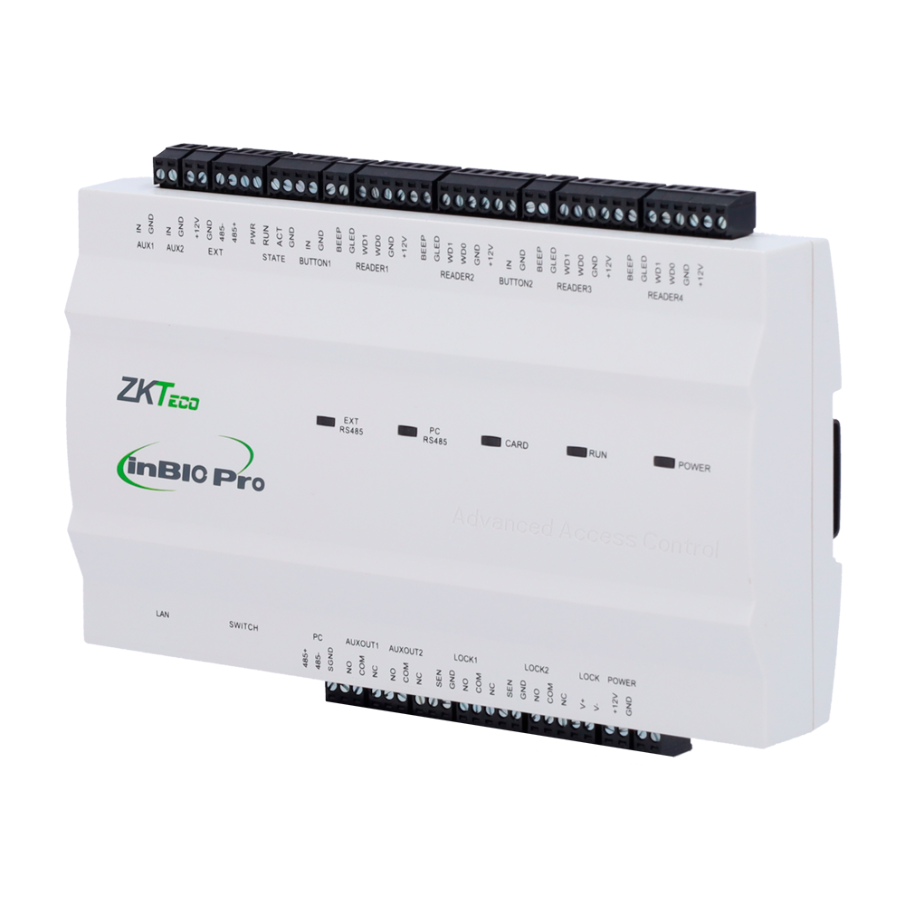 ZKTECO ZK-INBIO260PRO - Controladora de acceso Multi-identificación - Facial, huella, tarjeta, QR dinámico o PIN - Comunicación TCP/IP - 4 lectores por Wiegand | 4 lectores por OSDP - Salida de relé para 2 puertas - Software Accesos: ZKBioCV - imagen 1