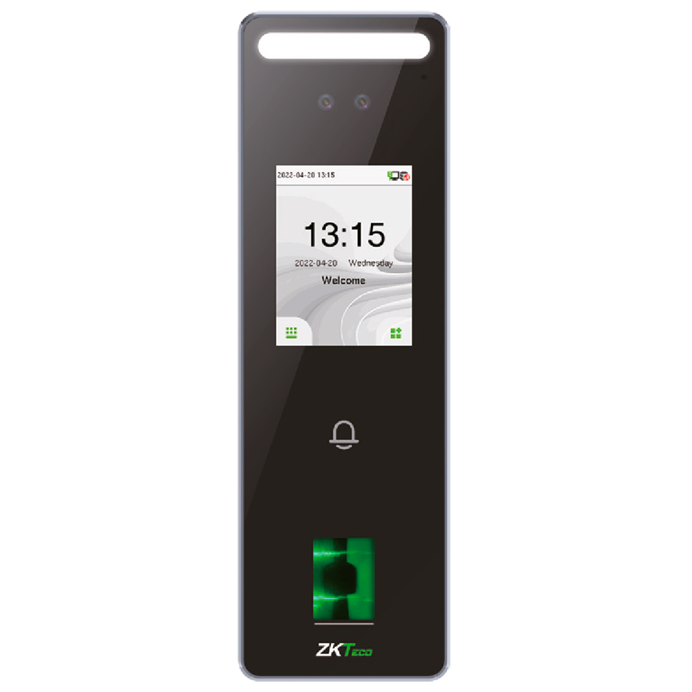 ZKTECO ZK-SPEEDFACE-V3L-FP-2-W - Control de acceso y presencia IP65 - Facial, huella, tarjeta MF y PIN - 3.000 huellas | 200.000 registros - 2.4" TFT táctil | TCP/IP, WiFi, RS485 y Wiegand - Soft. Presencia: ZKBioTime 8 y GoTime Cloud - Soft. Accesos