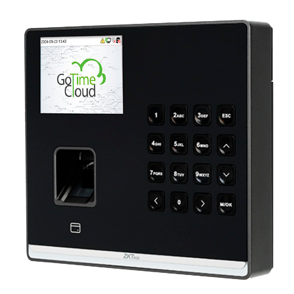 ZKTECO ZK-TA-GTC2-1-W - Control de presencia y acceso simple - Huella, tarjeta EM y PIN - 3.000 huellas | 150.000 registros - 2.8" TFT | TCP/IP, WiFi, USB y relé - Software Presencia: GoTime Cloud