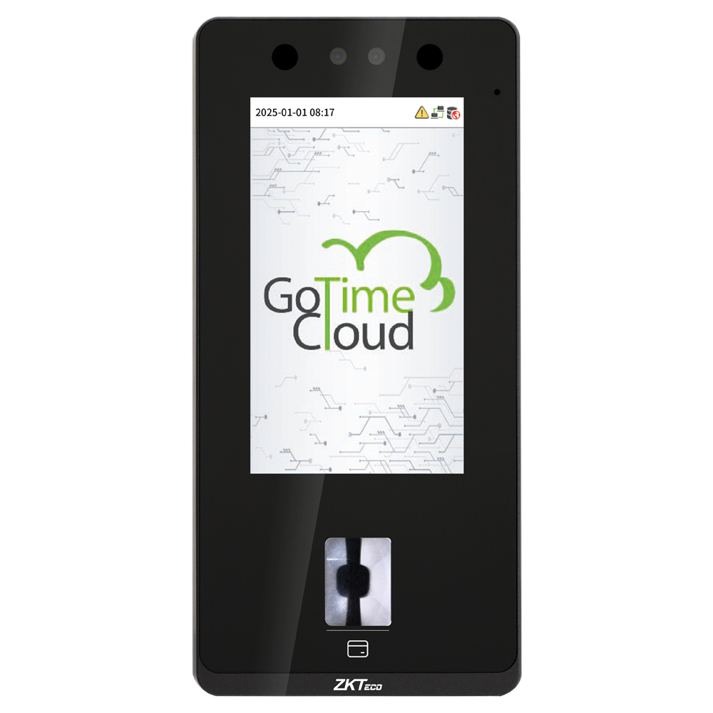 ZKTECO ZK-TA-GTC6F-1 - Control de presencia y acceso simple IP65 - Facial, huella, tarjeta EM y PIN - 8.000 huellas | 300.000 registros - 4.3" TFT táctil | TCP/IP, USB y relé - Software Presencia: GoTime Cloud