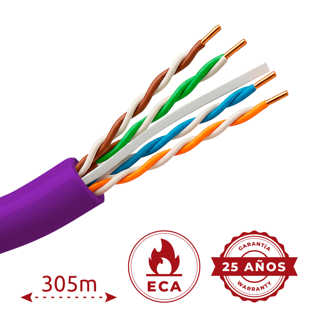 UNIVIEW UV-UTP6-305-BC-PVC-Eca-PU - Cable UTP Uniview PVC - Categoría 6 - Cumple con 90m Fluke test - Conductor OFC, pureza 99.9% cobre - Rollo de 305 metros - Diámetro 5.5 mm - imagen 2