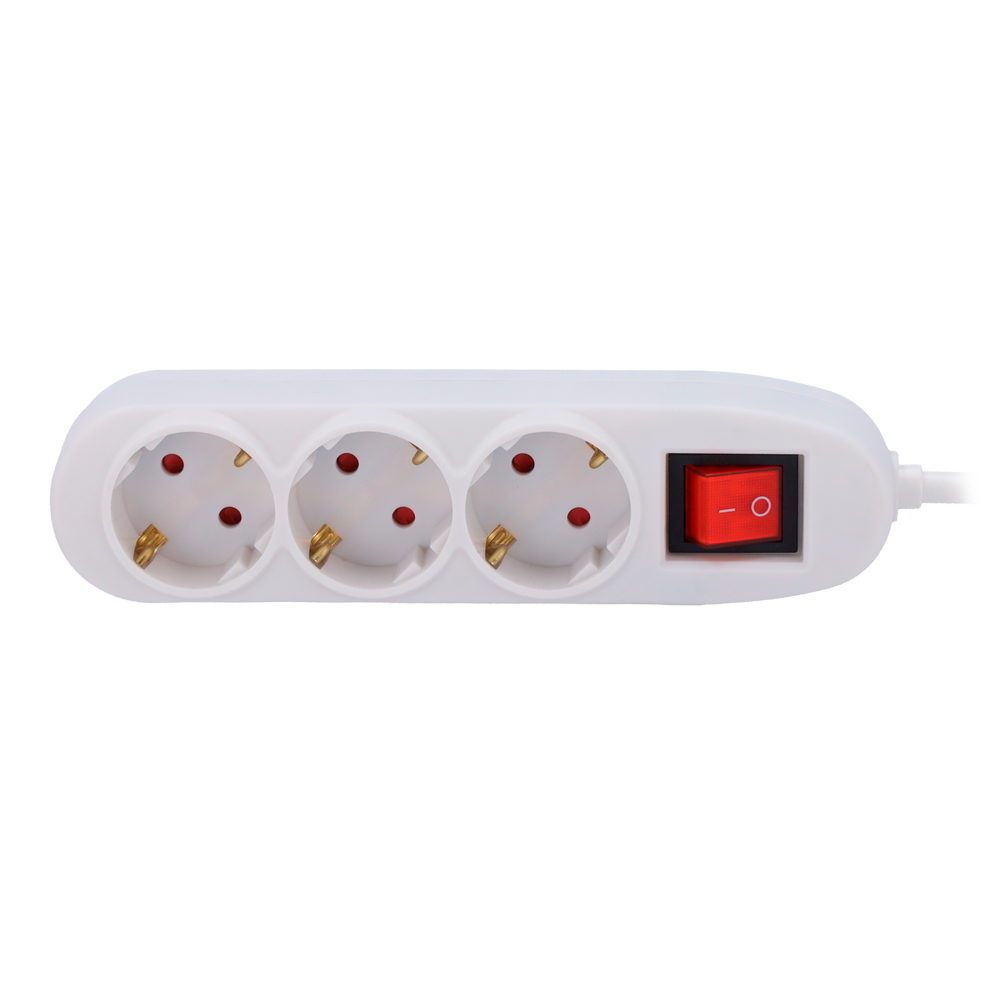 MARCA BLANCA PDU-3P-SWITCH - Regleta - 3 salidas hasta 250VAC / 16 A max. - Interruptor de encendido/apagado - Longitud del cable 1.40 m - Color blanco - imagen 2