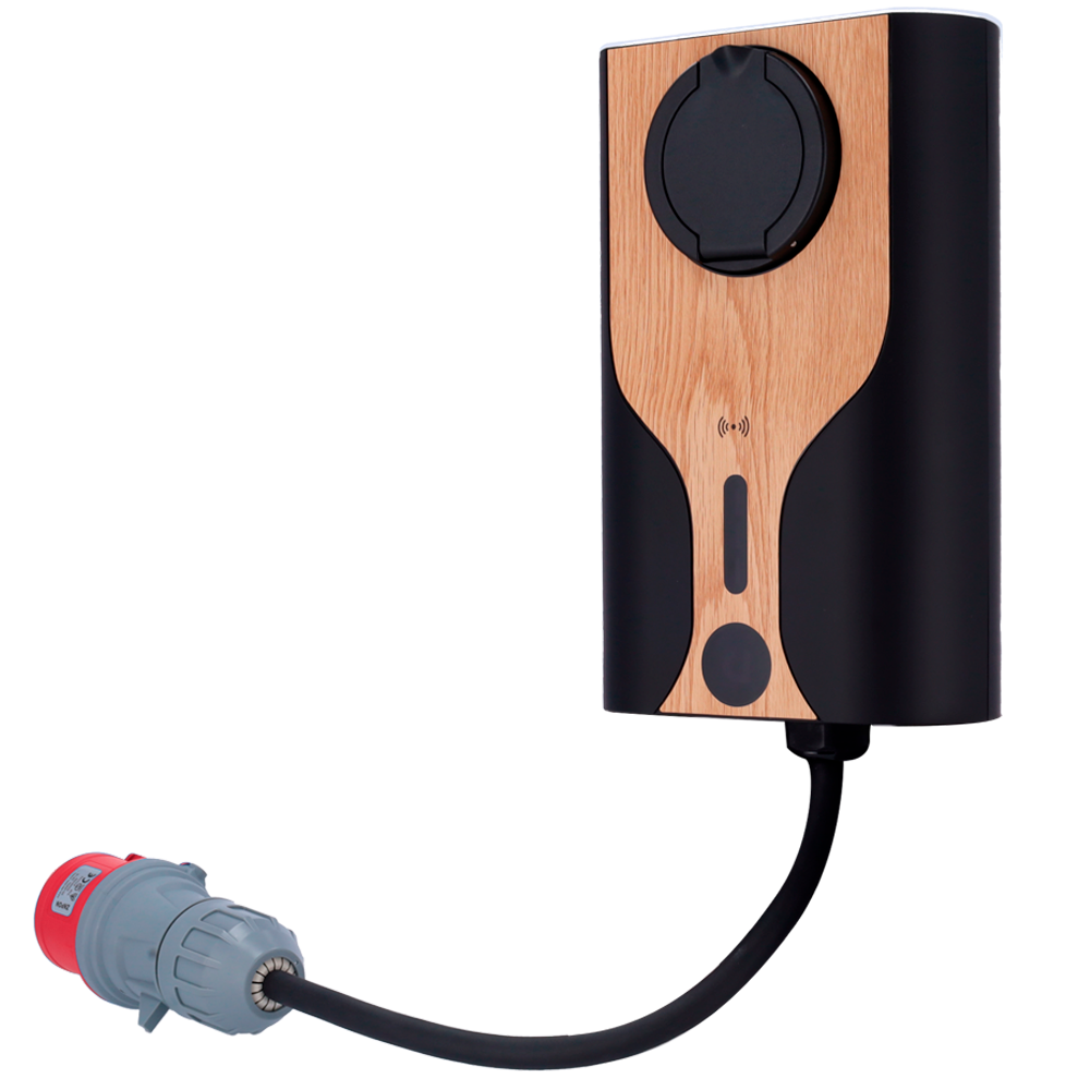 RAEDIAN RD-NORA-22-C3-NCB22-EU - Kit cargador portable + adaptadores enchufe - Potencia 22kW / 32A / Trifásica - Conector tipo 2 - Adaptadores para cables - Monitorización desde la APP - Color madera - imagen 2