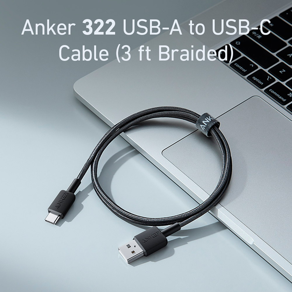 ANKER ANK-322-USBA-USBC-90-B - Anker - Cable USB2.0 - USB-A a USB-C - Cable de nylon trenzado - Longitud 0.9m - Carga rápida hasta 15W | Color negro - imagen 2