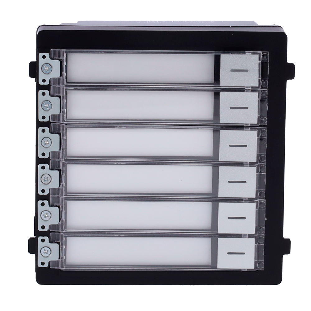 HIKVISION DS-KD-KK - Módulo de extensión - Llamada a diferentes monitores - Botonera de 6 botones - 6 etiquetas personalizadas con LED - Apto para exterior IP65 - Montaje modular - imagen 2